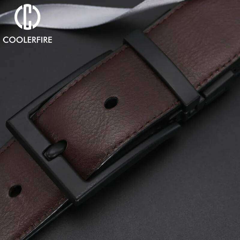 Business Dress Belts for Men Genuine Leather Belt Reversible Buckle Brown and Black Fashion Work Casual HQ111 Y260225