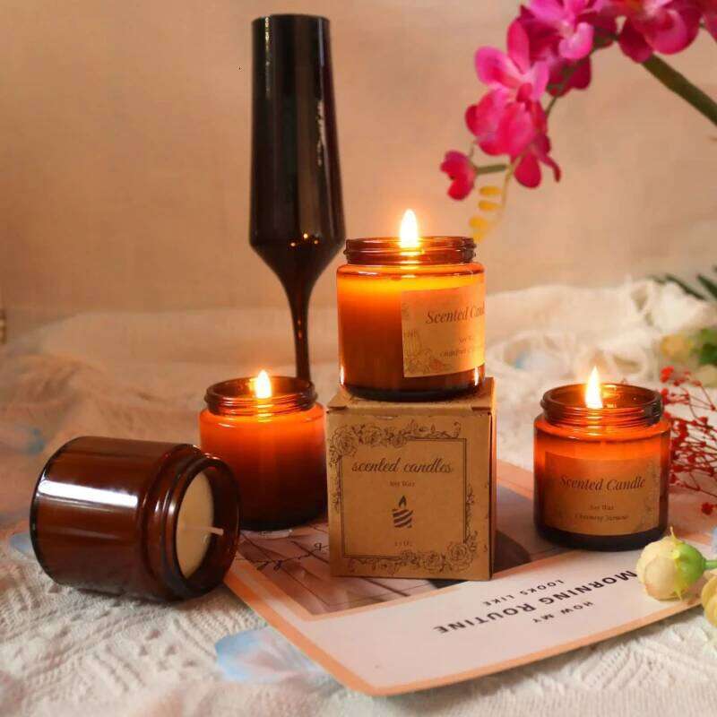 Candles Jars Home Decor Jasmine Lavender Aromatherapy Decoration Scented Candle Cup with Lid Wholesale Romantic for Date Wedding H260225