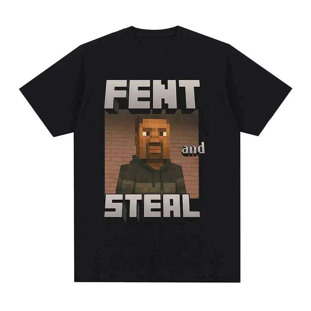 Fashion Vintage Tops Fent and Steal Funny Meme T-shirts Oversized Cotton Casual Short Sleeves T Shirt Streetwear Unisex C260225