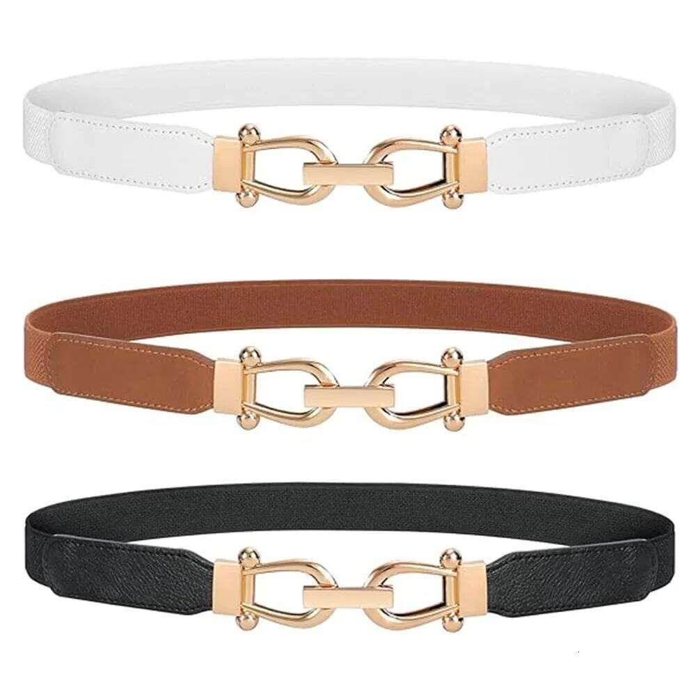 Slim gold buttoned women's with skirt and shirt retro elastic slender seal waist belt for women Y260225