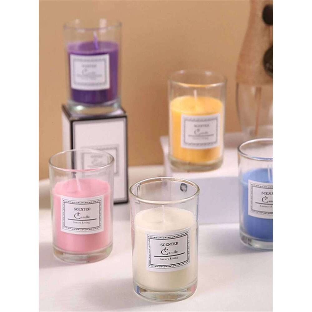 Use Smoke-Free Plant Wax Aromatherapy Candle Romantic Glass Cup Colorful Fragrance Home Decorative Candles H260225