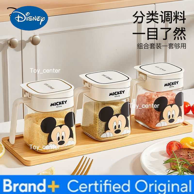 Disney Mickey Cartoon Anime Jar Cute Glass Spice Box Kitchen Supplies Moisture-proof Sealing Salt Storage Jar gift for Girls H260225