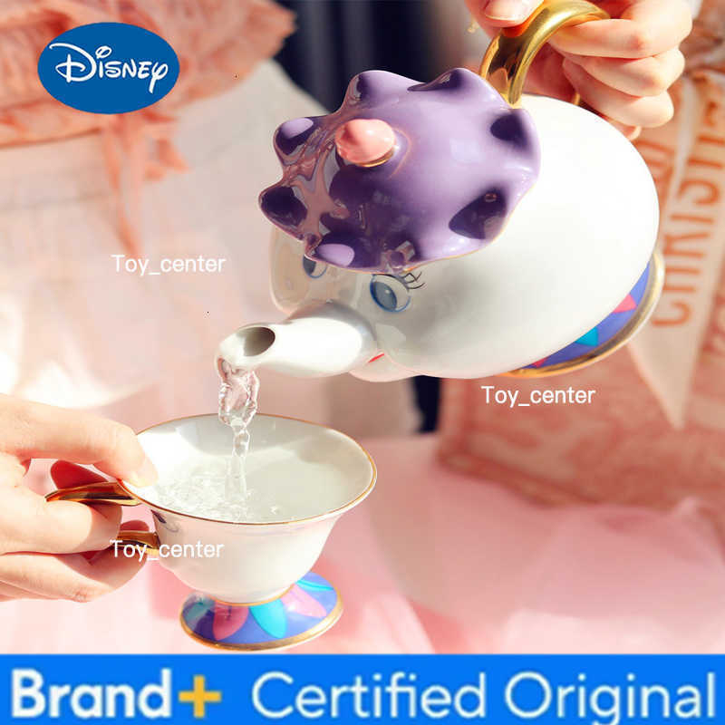 Disney Beauty and The Beast Ceramic Action Figures Chip Mrs Potts Hand-panted Teapot Teacup Set Jar Collection Ornaments Gifts H260225