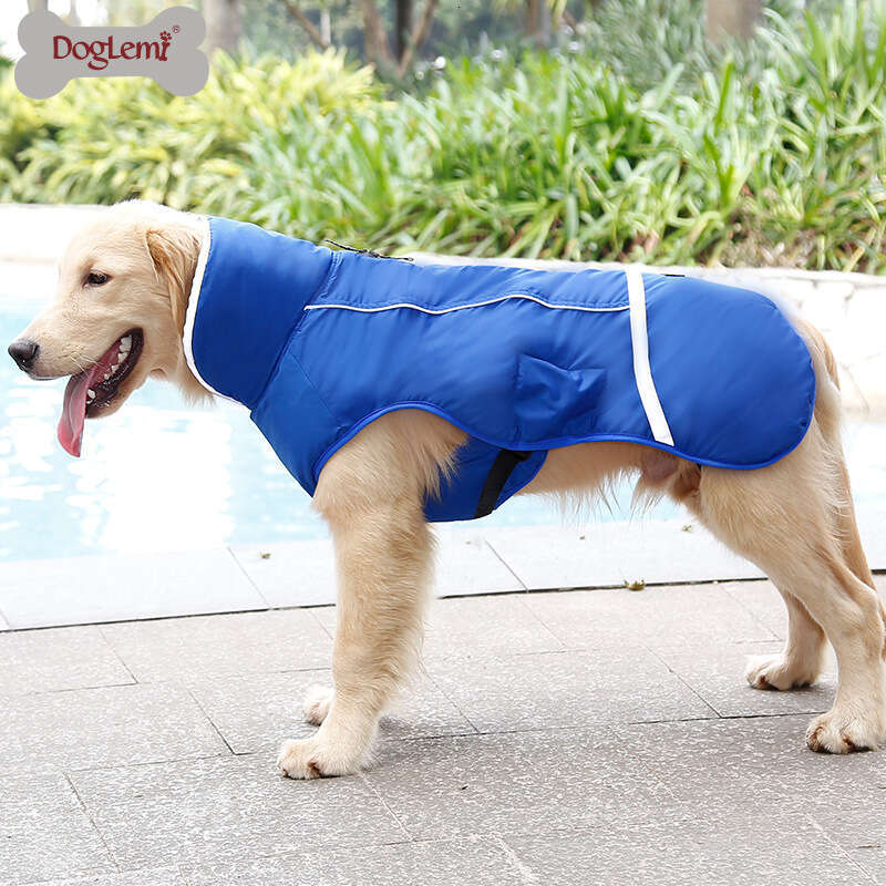 Pet clothing thickened clothes with snap fastenes wam wate epellent dog cotton coat eflective fleece lined fo walking dogs at night in autumn and pupa