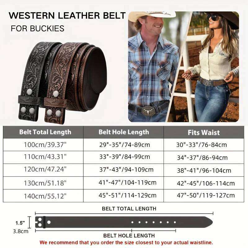 Genuine Leather Split Belt 1/2 PackagingWestern Design Suitable for Men WomenCowboys Cowgirls Gear - Sturdy and Durable Y260225