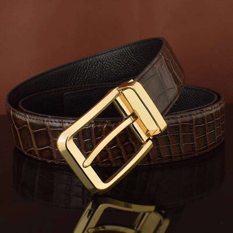 Cowhide Pin Men's Single Layer Perforated Waistband Brown Buckle Jeans Men Business Leather Belt Y260225