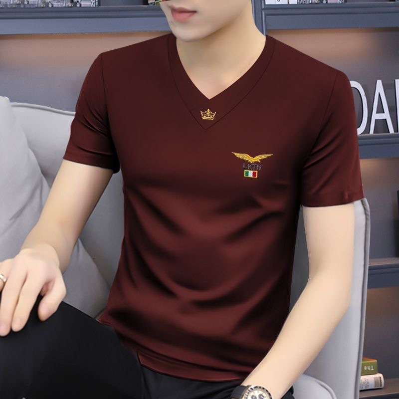 2026 New Design Men's Outdoor Breathable Men's Short-sleeved Luxury Sport Silk Half-sleeve Fashion Wicking Casual Extended Style T-shirt