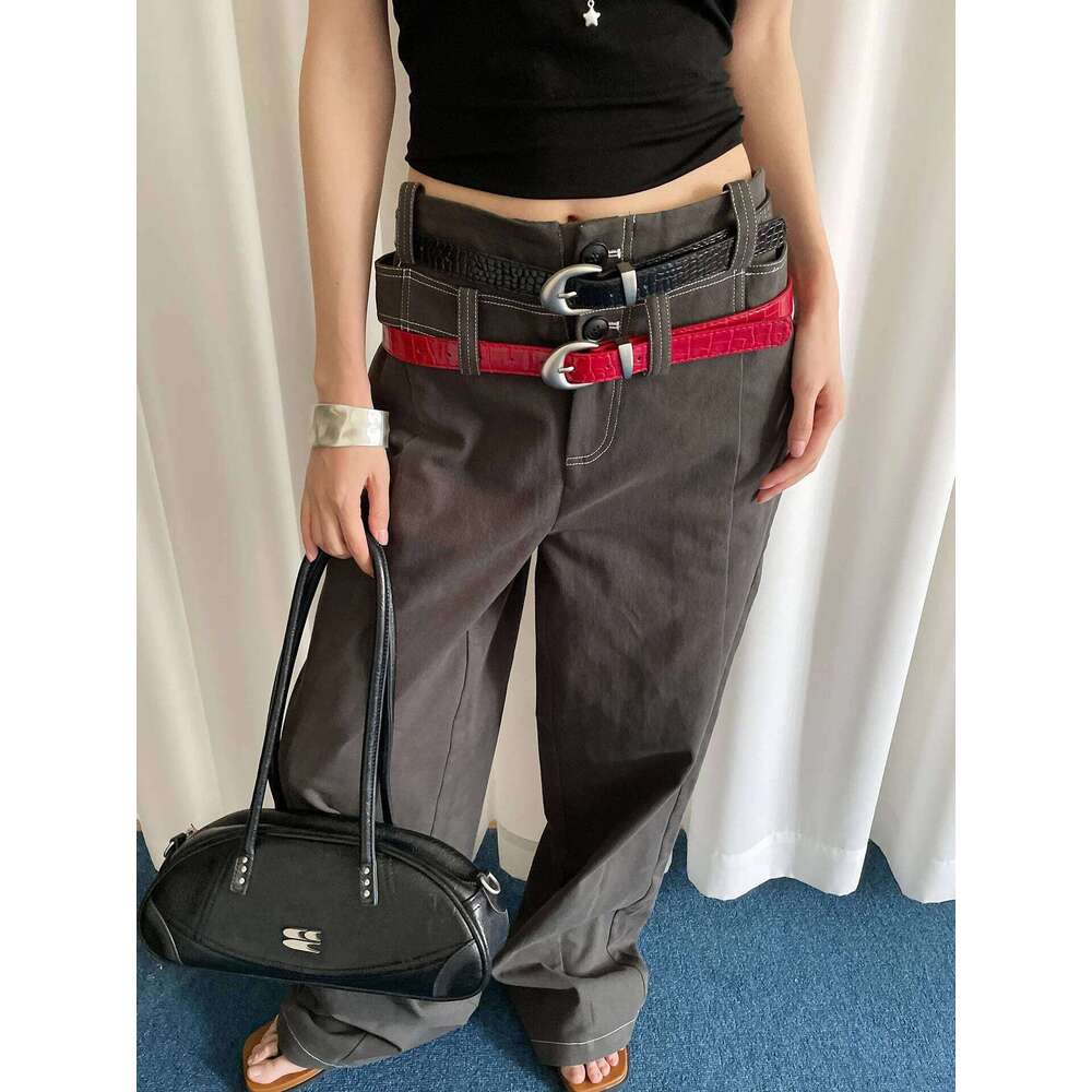 High-End Crocodile Pattern Red Thin Women 2025 New Niche Fashion Belt For Skirts And Jeans Y260225