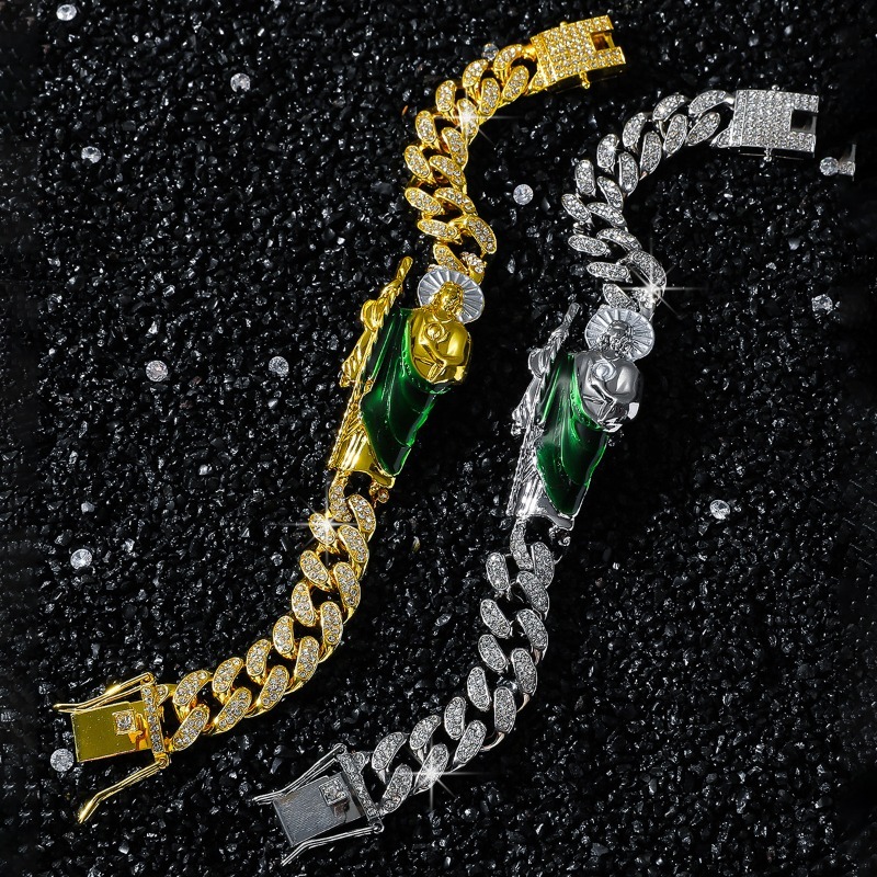 New Arrival Iced Out Cuban Chain Necklace With Saint Jude Charm Hip Hop Jewelry For Men The Most Fashionable Item The Best Choice For Elegant Women.