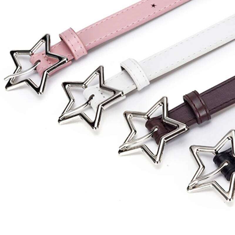 Harajuku Teens Belt with Alloy Star Buckle Light Luxurious Personality Waist Belts for Women Girls Coat Dress Y260225