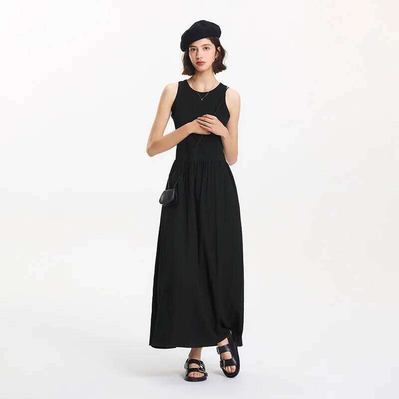 Semir Women High Waist Patchwork Tank Versatile 2025 New Summer Round Neck Long Dress Commute Chic for Trendy Style XJ260225