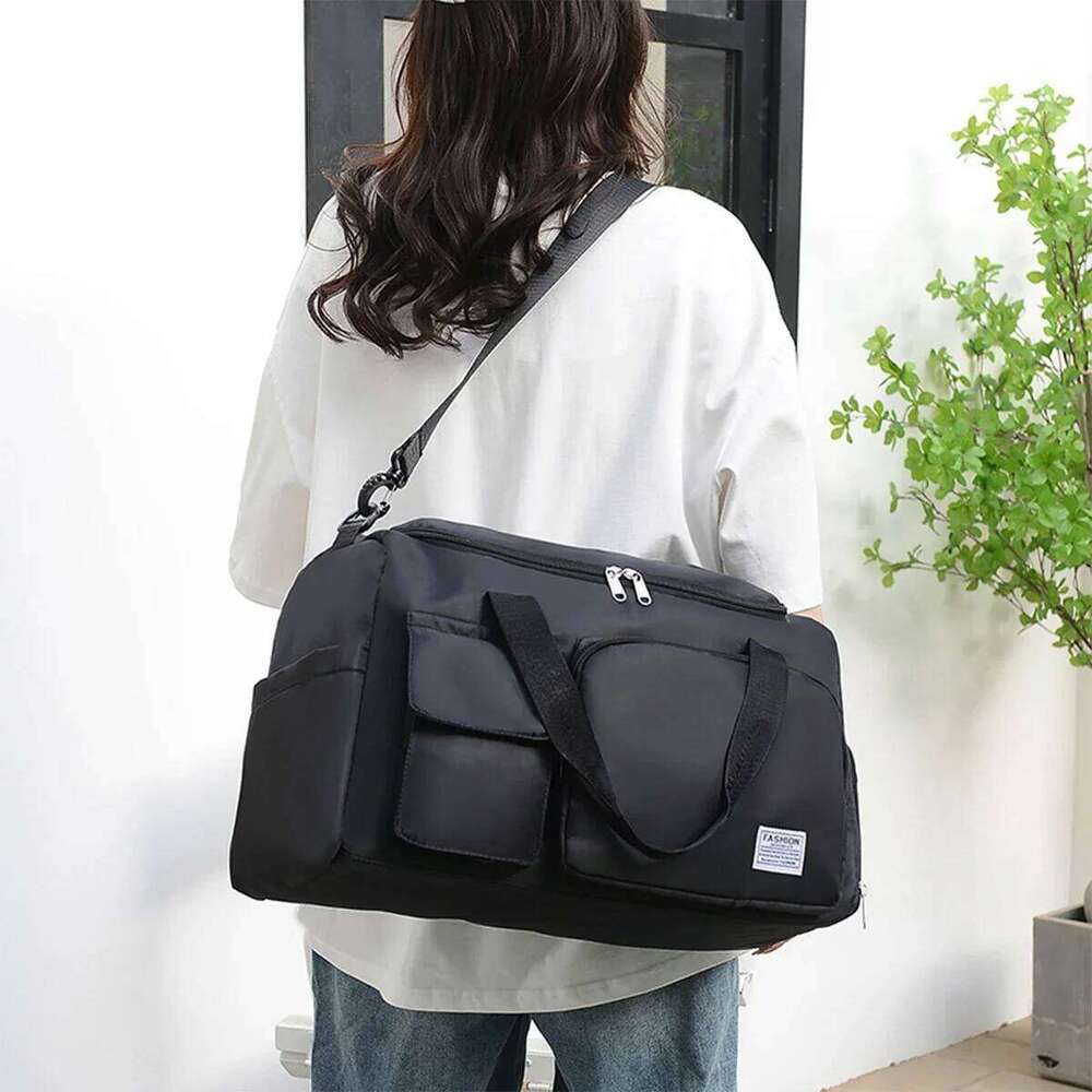 Women's Multi-Functional Travel Bag Water Resistant Oxford Tote with Shoe Compartment Two-Way Zipper for Gym/Outdoor Trips Y260225