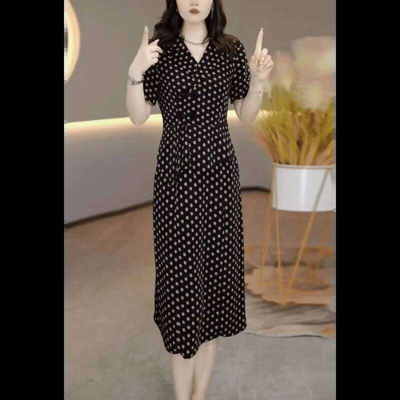 Summer New Fake Two-piece Suit Collar Splicing Dress Women's Fashion Temperament Slim Mid-length Skirt XJ260225
