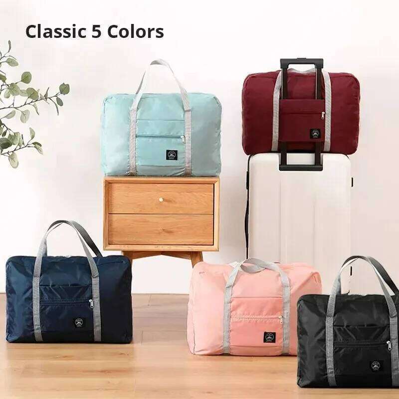 2 Pack Foldable Duffel Carry on Weekender Overnight Gym Tote for Women Men Hospital Luggage Travel Bag Y260225