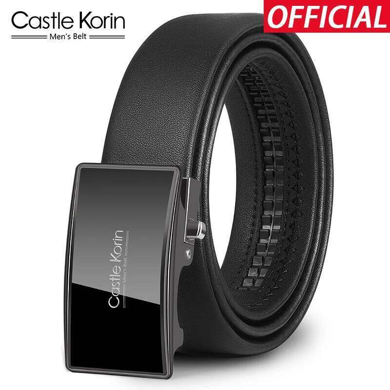 Men's leather automatic retro alloy wear-resistant mirror buckle head 100-130cm soft body business men's belt Y260225