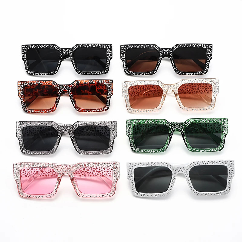 Square Sunglasse Men Fashion Diamond Rectangle Glitter Sun Glasses UV400 Shades Eyeglasses 260129