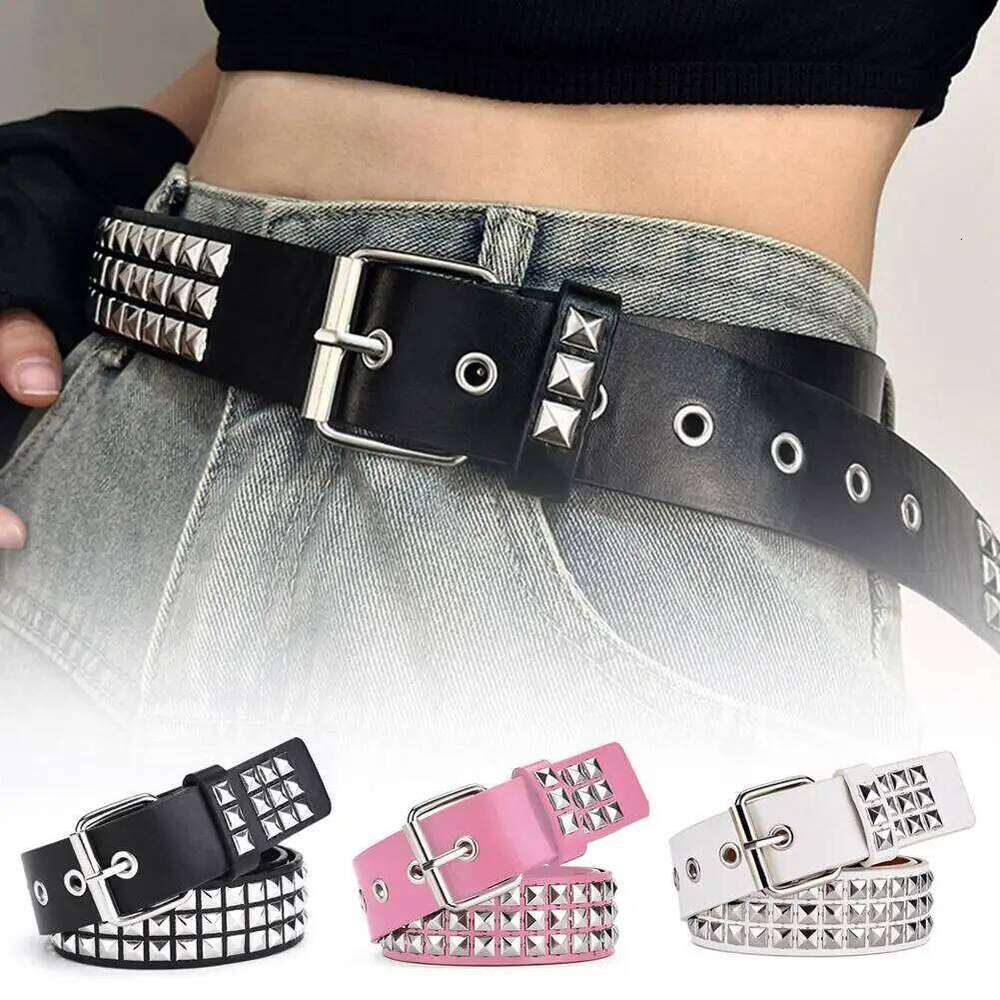 Vintage Men Women Punk Rivet Buckle Design Metal Gothic Y2k Belt Pu Leather Waistband Jeans Pants Decorative Bel Y260225
