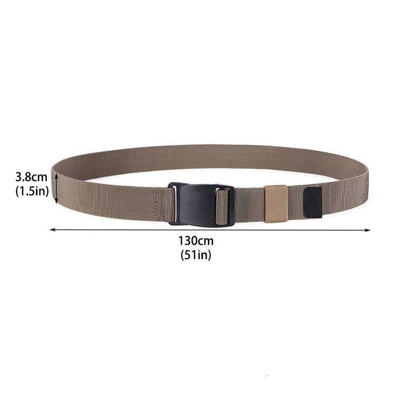 Nylon Canvas for Women Men Pants Jeans 1.5inch Plastic Buckle Metal Free Elastic Belt Military Tactical Waist Belt-Black Y260225