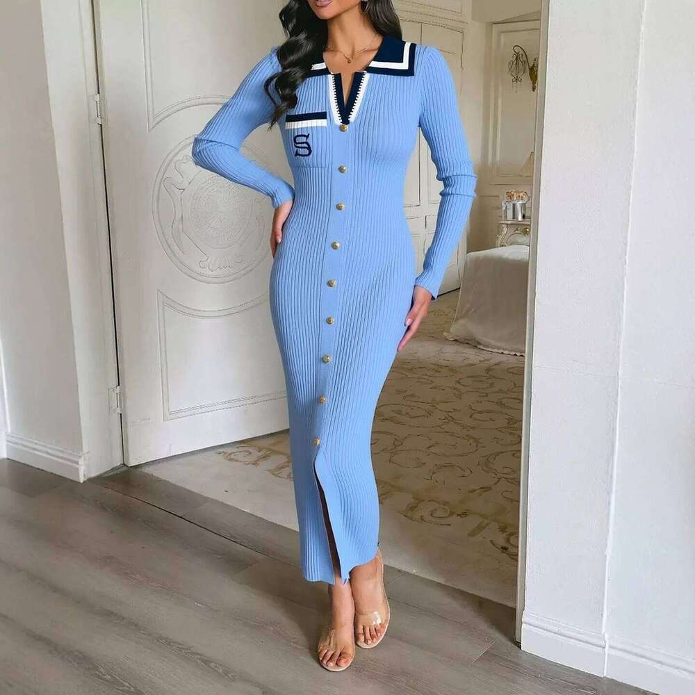 YuooMuoo Brand Women 2025 New Fashion Y2K Embroidery Long Sleeve Bodycon Sweater Dress Elegant Lady Party Vestidos XJ260225