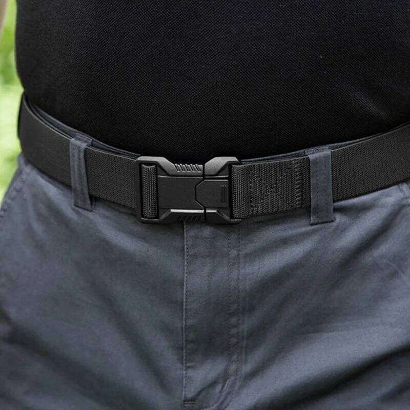 1Pcs Men's Canvas Belt - Sporty Style, Quick Release Plastic Buckle, Casual Training and Jeans Accessories Y260225
