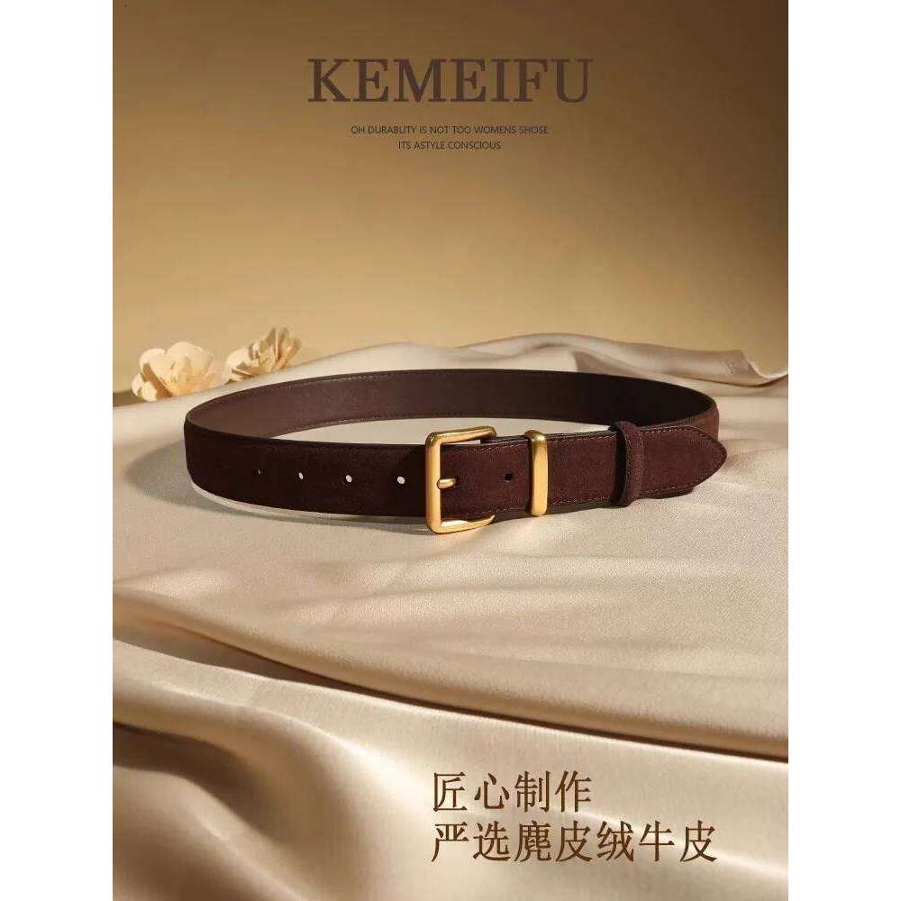 Fashion Suede Cowhide Womens Belts Genuine Leather Luxury Designer Belt Slim waist Dresses Jeans Girdle Y260225