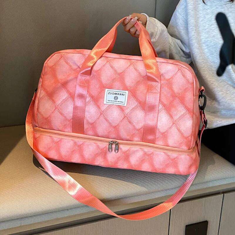 Fashion Denim Grid Shaped Travel Large Capacity, with Independent Shoe Compartment, Storage Handbag, Fitness Yoga Bag, Etc Y260225