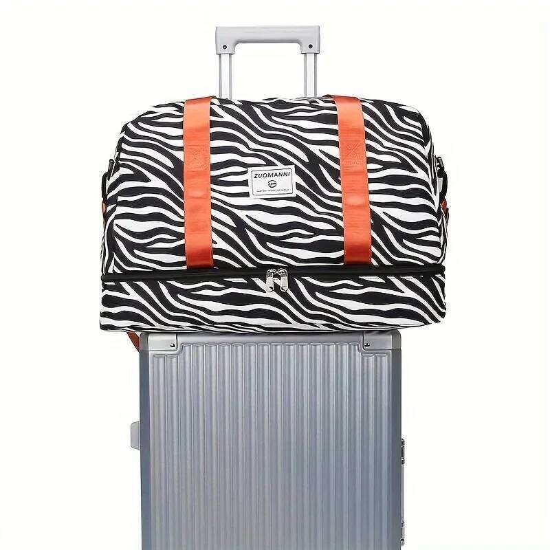 Large Capacity Nylon Travel Duffle with Animal Print, Sports Gym Storage Bag, Portable Women'S Weekender Overnight Bag Y260225