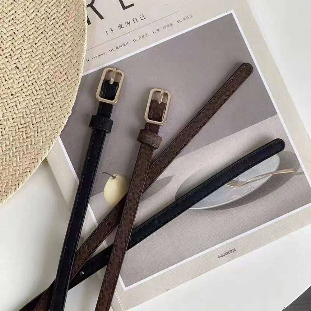 Women Luxury Design PU Leather Casual Retro Thin Belts Versatile Jeans Waist Belt Y260225