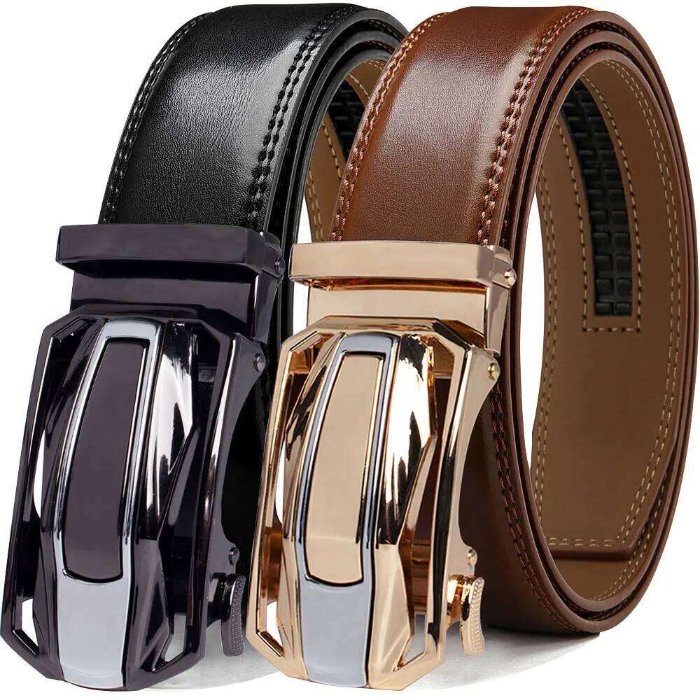 Genuine Leather Cow Belt Sports Car Brand Fashion Automatic Buckle Waist Strap Black Male Belts for Men Y260225