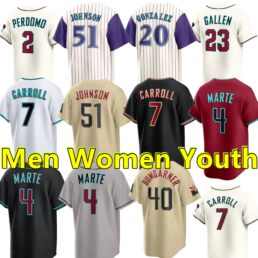 Custom Corbin Carroll Jersey Ketel Marte Zac Gallen Lourdes Gurriel Jr. Geraldo Perdomo Diamondbacks Eduardo Rodriguez Baseball Men Women Youth