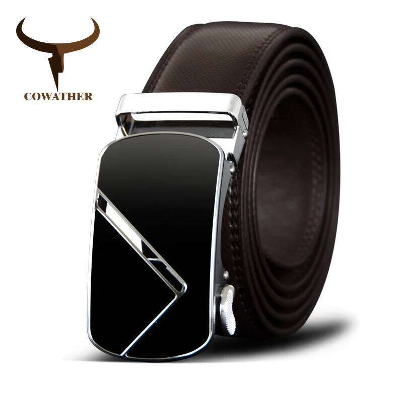 COWATHER Metal Cow Genuine Men's Belt Cowhide Belts for Men Automatic Buckle Male Strap Fashion Leather Straps Y260225