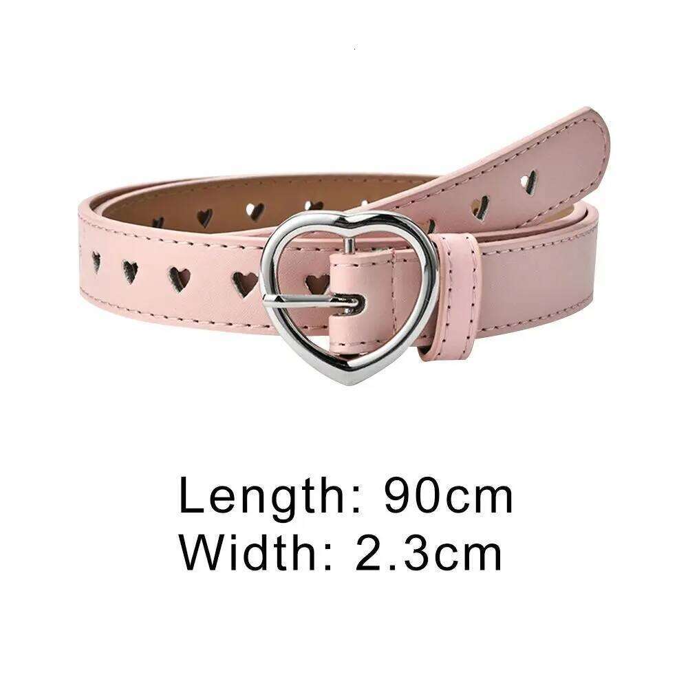 Children Peach Buckle Cute Fashionable Waistband Love Heart Eyelet Decoration Waist Belt Y260225
