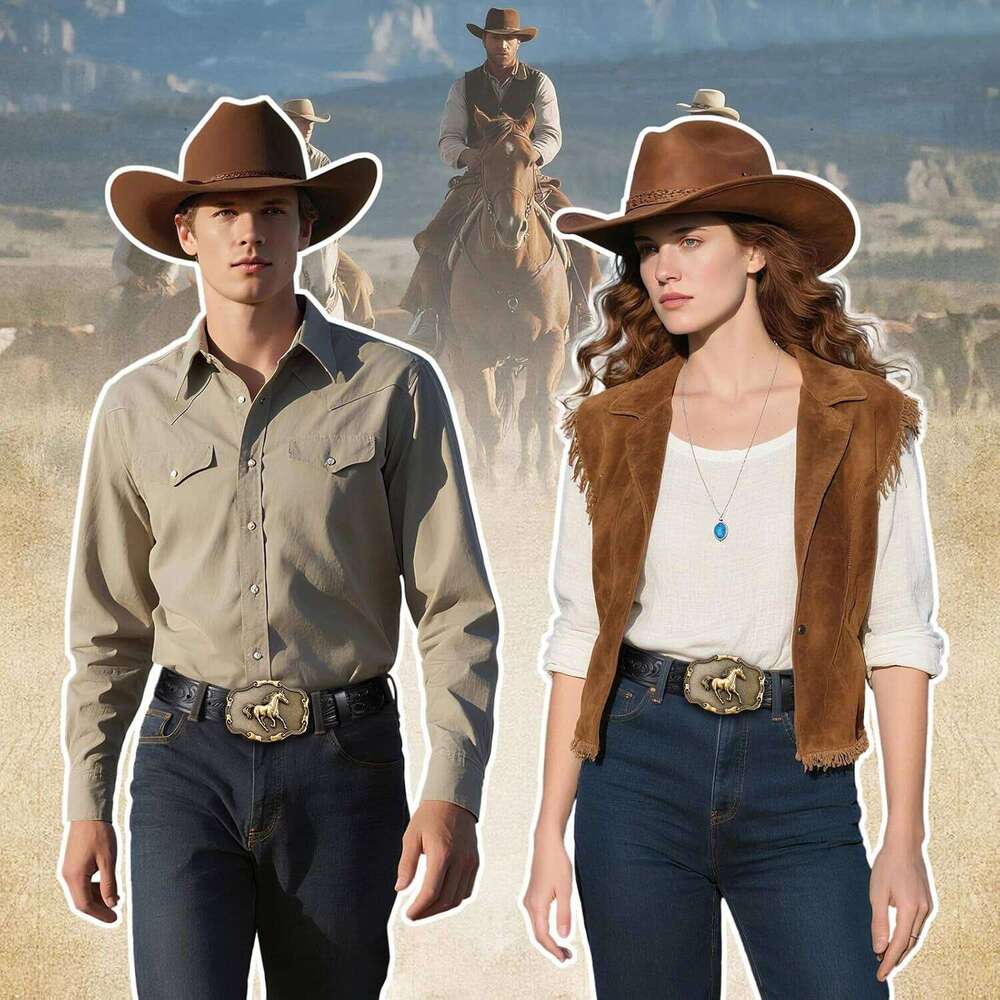 Golden galloping horse belt exquisite large plate alloy buckle for both men and women - irregular pattern carved f Y260225