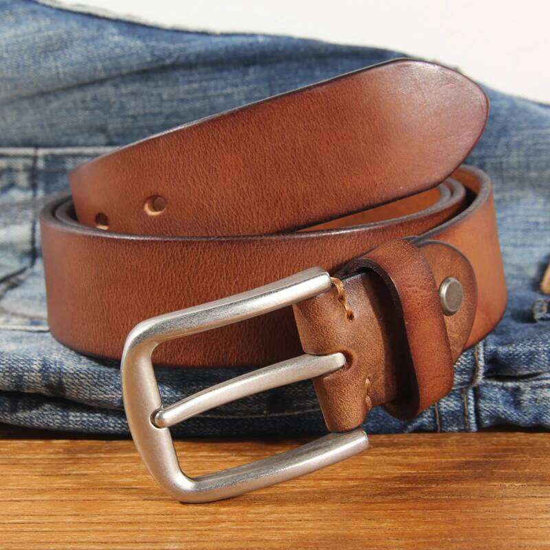 Men's Top Layer Casual High Quality Belt Vintage Design Pin Buckle Genuine Leather Belts For Men Original Cowhide Y260225