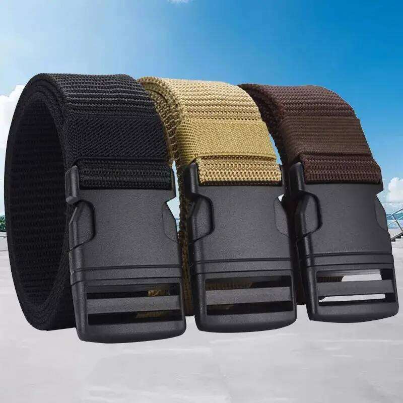 Men's Tactical Non-Metal Plastic Buckle Heavy-Duty Nylon Material Webbing Outdoor Woven Belt for Hiking Work Y260225
