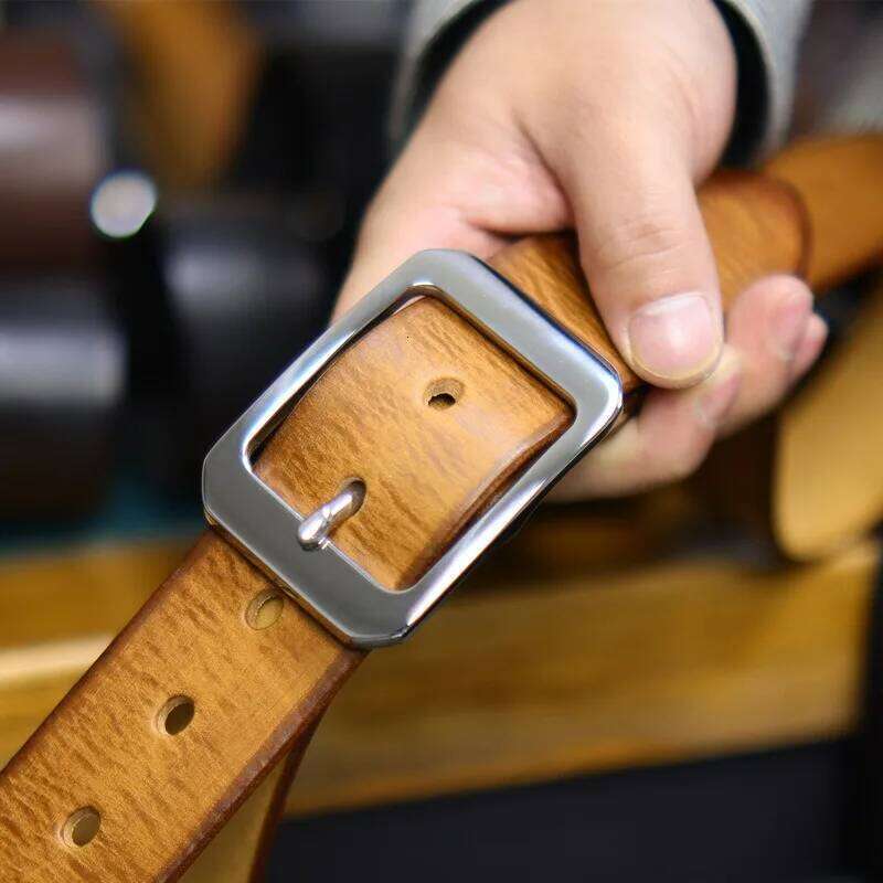 Men's Retro Style Handmade Thickened Top Layer Cowhide Rub Color Leather Versatile Tooling Casual Belt With Steel Buckle Y260225