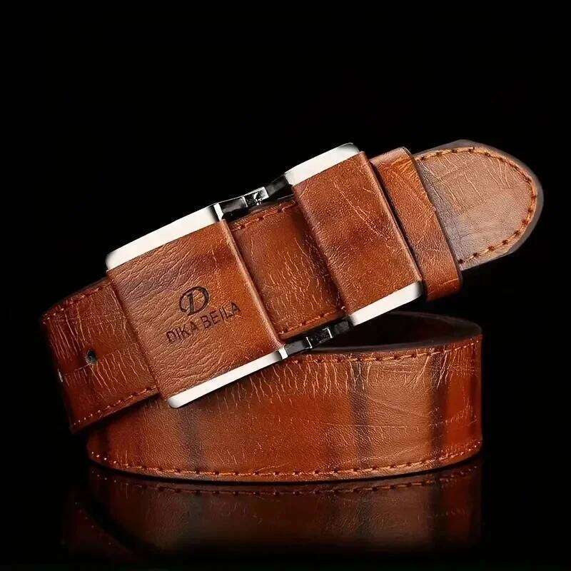 Men's Business Smooth Buckle Leisure Jeans Suit Pants Belt Y260225