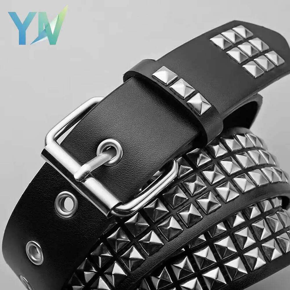 1-10PCS Studded with Metal Pyramid Rivets Punk Hardware Denim Waist Belt for Everyday Style and Casual Wear Y260225