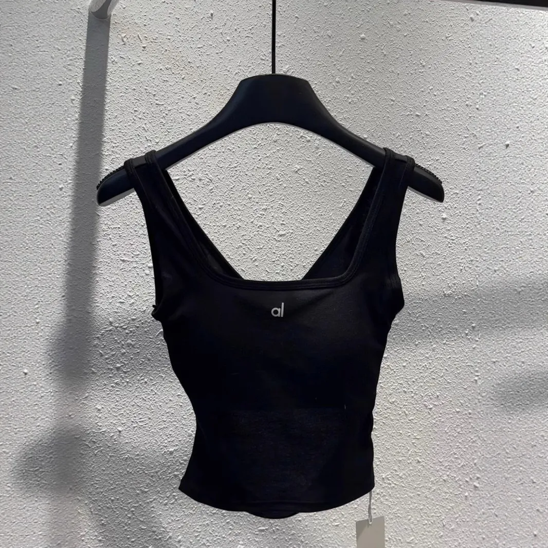 Designer Womens Cross Yoga Sports Tops Vest Luxury Slim Fit Sleeveless Vests With Pad Summer Cotton Tees Outside Wearing Tank Top Clothing T Shirt US 