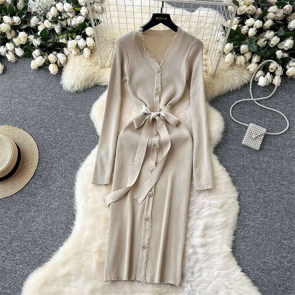 Sweater Knit Spring New In 2024 Casual Elegant Commuter Long Knitted Dress Women's Clothing XJ260225