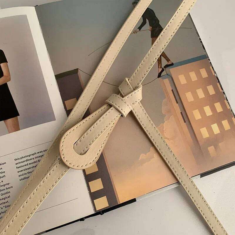 Thin Knot Belts for Women Lady Waistband Soft PU Leather Belt Black Coffee Straps Wild Long Dress Coat Accessories Luxury Y260225