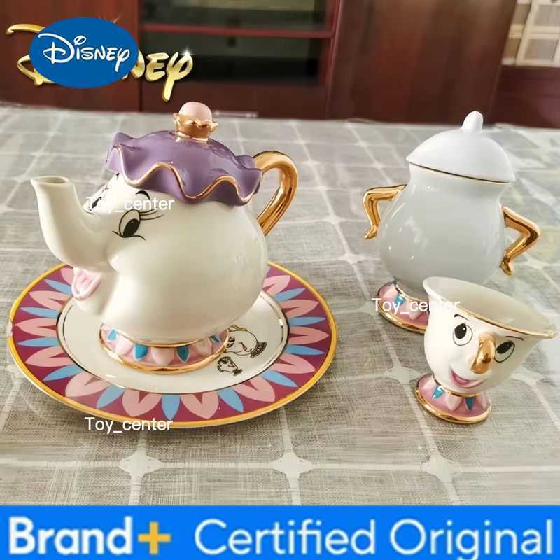 New Hot Teapot Anime Peripheral Cute Cartoon Beauty And The Beast Coffee Pots Mug Mrs Pots Chip Cup Tea Pots One Tea Sets H260225