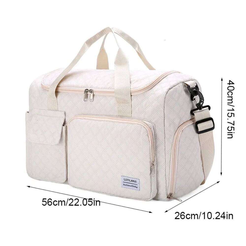 Simple Quilted Travel Duffle Solid Color Wet Dry Separation Luggage Oxford Foldable Sports Tote Bag Ladies Y260225