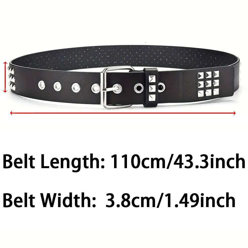 Fashion New Square Bead Rivet Metal Pyramid Men and Women Punk Hardware Jeans Y2K Designer Women's Belt Y260225