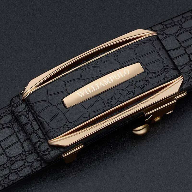 Fashionable automatic buckle men's casual pants cowhide business belt Y260225