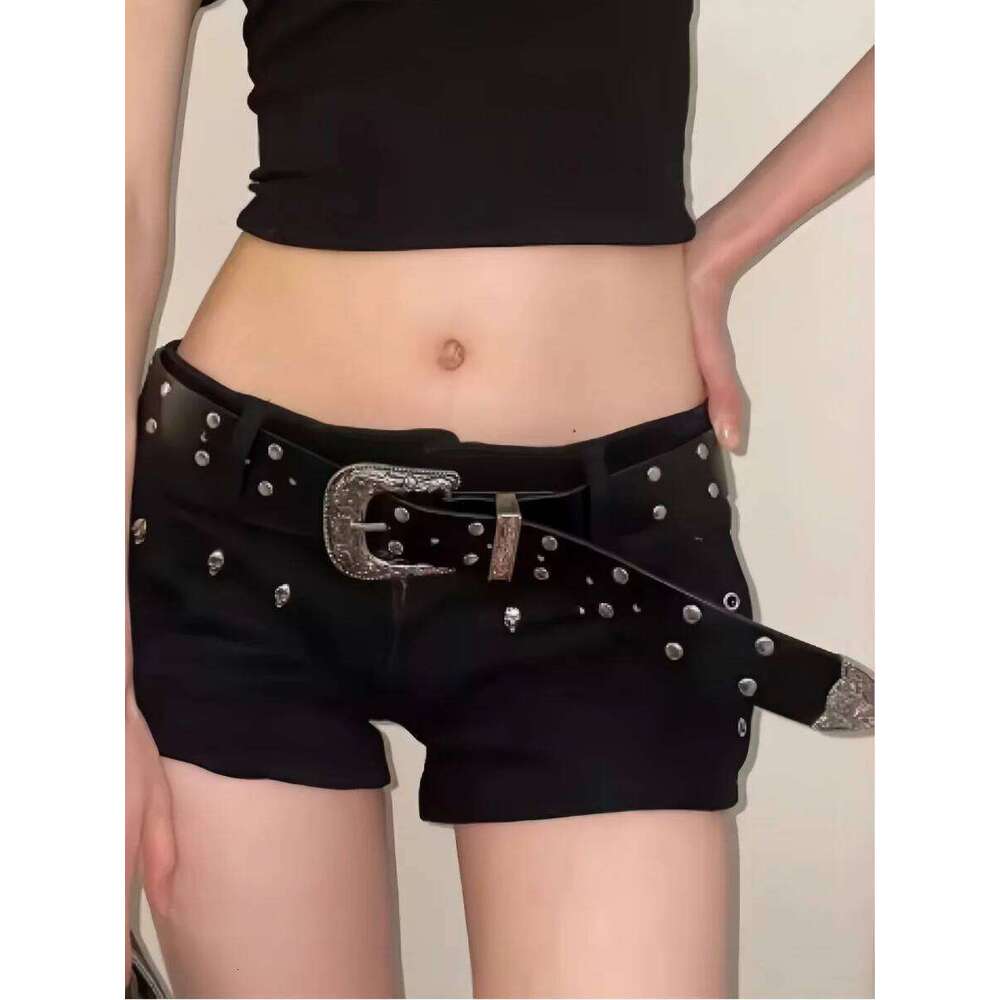 1PC New Black Retro Rivet Women's Fashion Personality High-End with Jeans Trend Style Women Belt Y260225