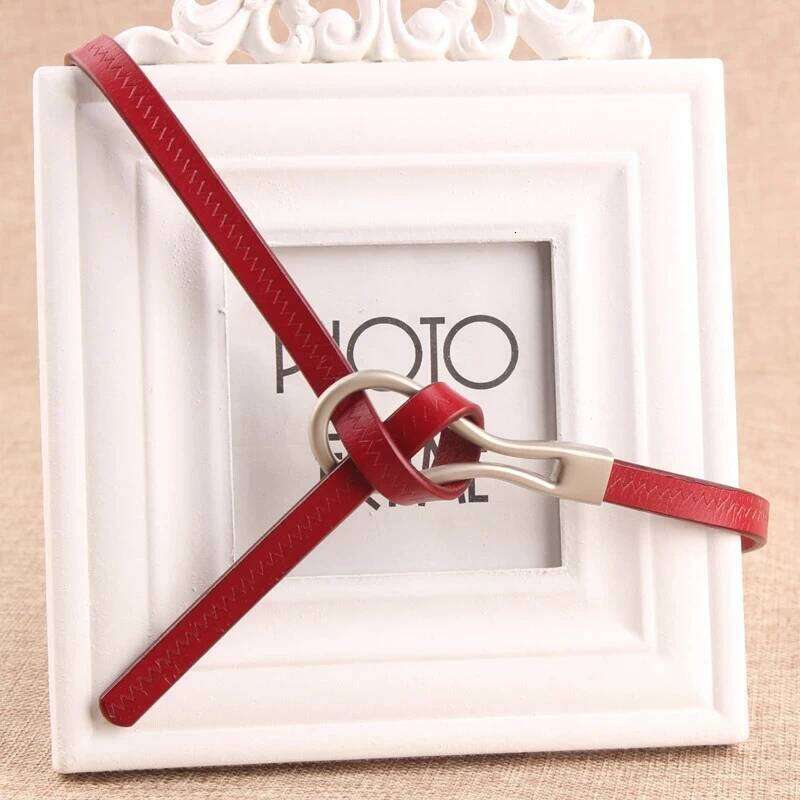 Simple women's genuine leather knotted thin belt with skirt coat tight waist luxury decoration Y260225