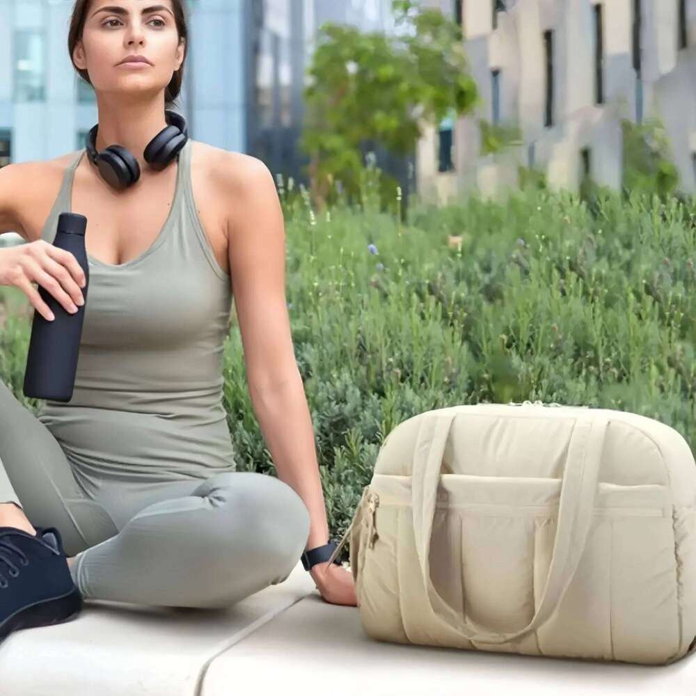 Expandable Travel Duffel Bag - Stylish oversized shoe compartment portable gym bag that folds lightweight duffle-tan Y260225