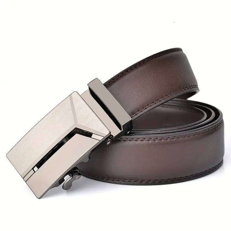 Fashionable Business Men's Authentic Luxury Brand Automatic Buckle Waistband Leather Soft Male Belt with Casual Pants Jeans Y260225