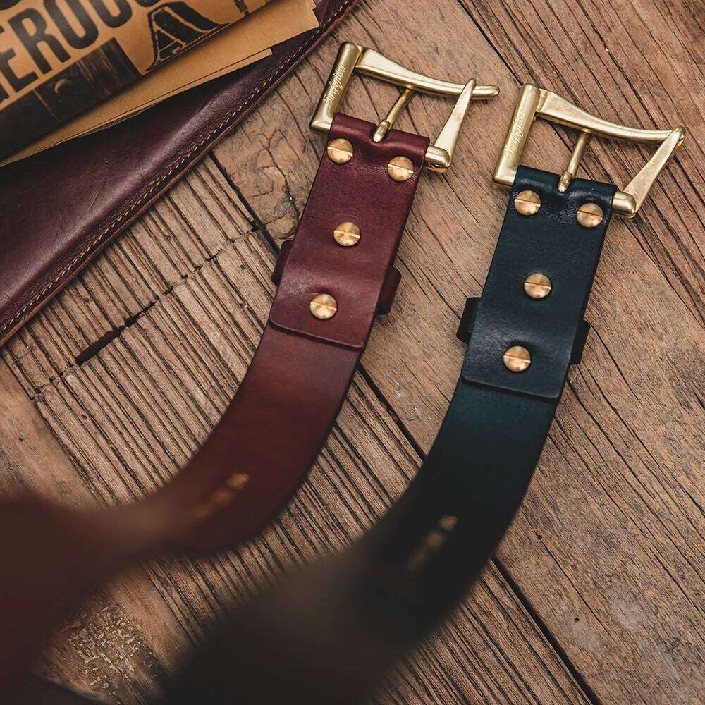 Maden Vintage Handmade First-Layer Cowhide Automatic Buckle Brass Quick-release Belt for Men's Daily Y260225